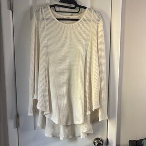 Cherish - Cream Waffle Knit Long Sleeve Tunic Sweater - Medium